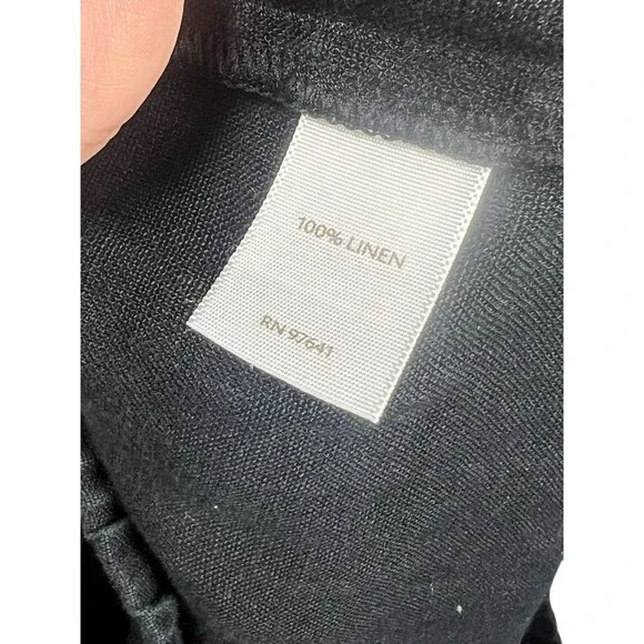 J. Jill M Black Linen Pants Lagenlook Minimalist Pull On Wide Straight Leg Beach - Picture 9 of 9